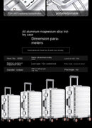 Mala de viagem 100% em liga de alumínio e magnésio, com rodinhas, disponível nos tamanhos de 20, 24 e 29 polegadas. Ideal como bagagem de mão ou para cabine.