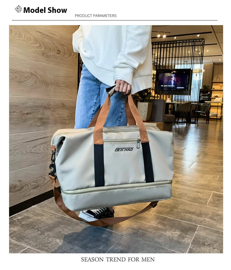 Bolsa de Viagem para Academia de Grande Capacidade
Bolsa de fitness portátil para curtas distâncias. Ideal para transporte, pode ser usada como bolsa de ombro ou crossbody. Perfeito para homens que praticam esportes, é à